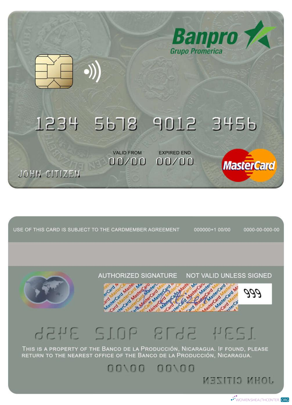 Download Nicaragua Banco de la Producción mastercard Photoshop template
